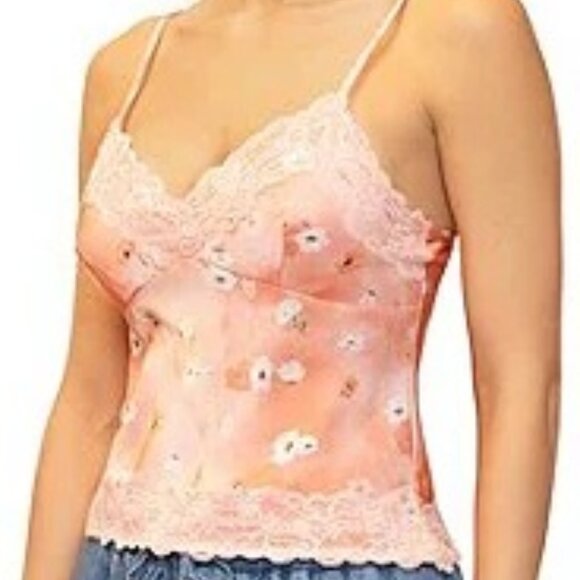 Stevie By Steve‎ Madden Floral Print Lace Trim Camisole Top SZ M - NWT - Picture 3 of 8